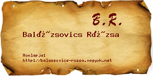 Balázsovics Rózsa névjegykártya